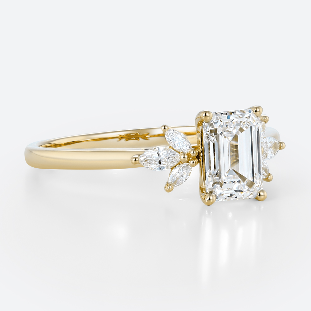 Lab Diamond Ring Emerald Cut Engagment Rings Simple Gold Ring