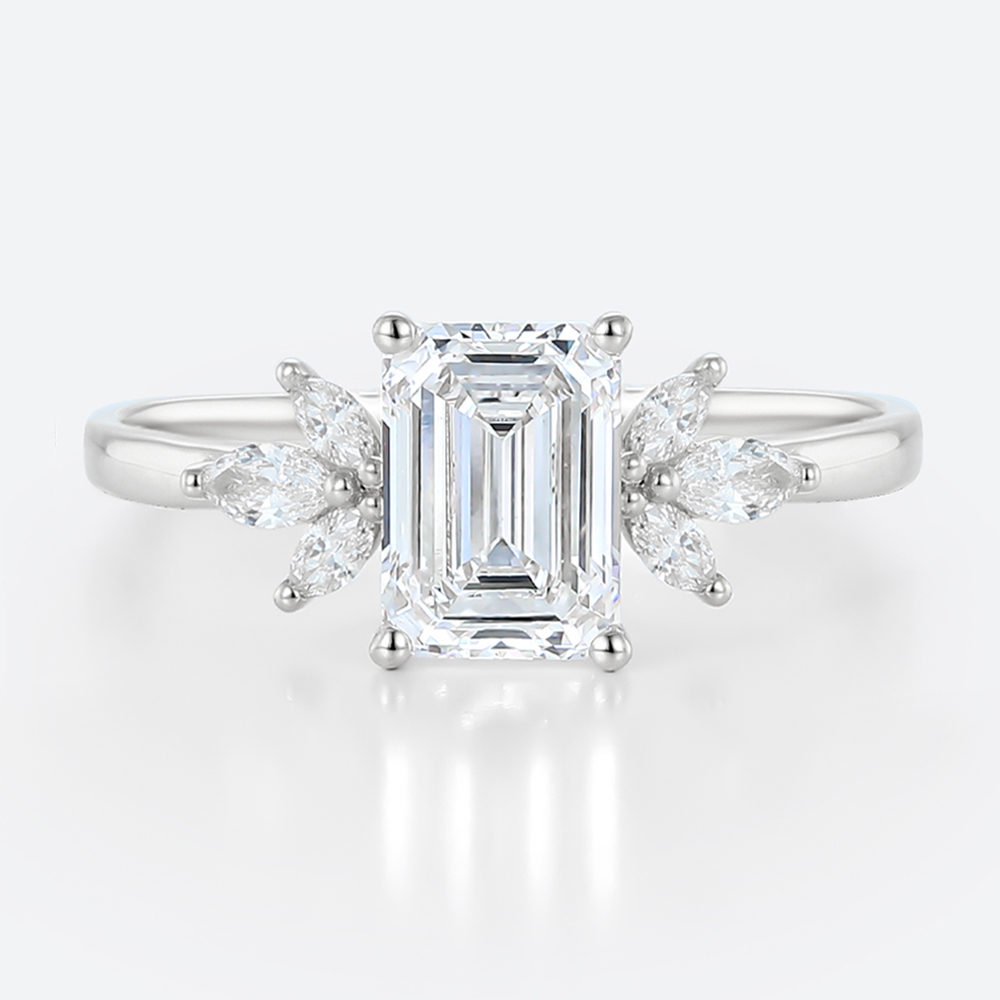 Lab Diamond Ring Emerald Cut Engagment Rings Simple Gold Ring