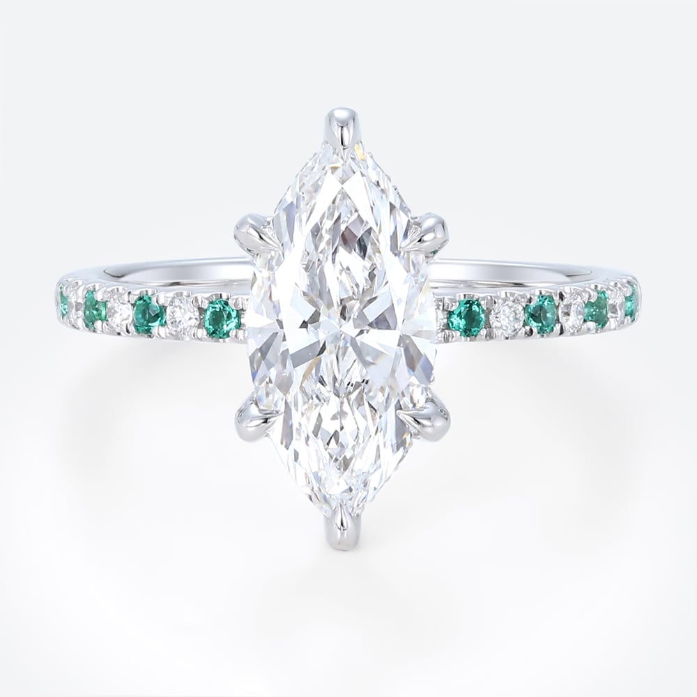 1.5ct Marquise Cut Lab Created Diamond Rings​ Elegant 6 Claw Prong Engagement Ring in White Goldant 6 Claw Ring