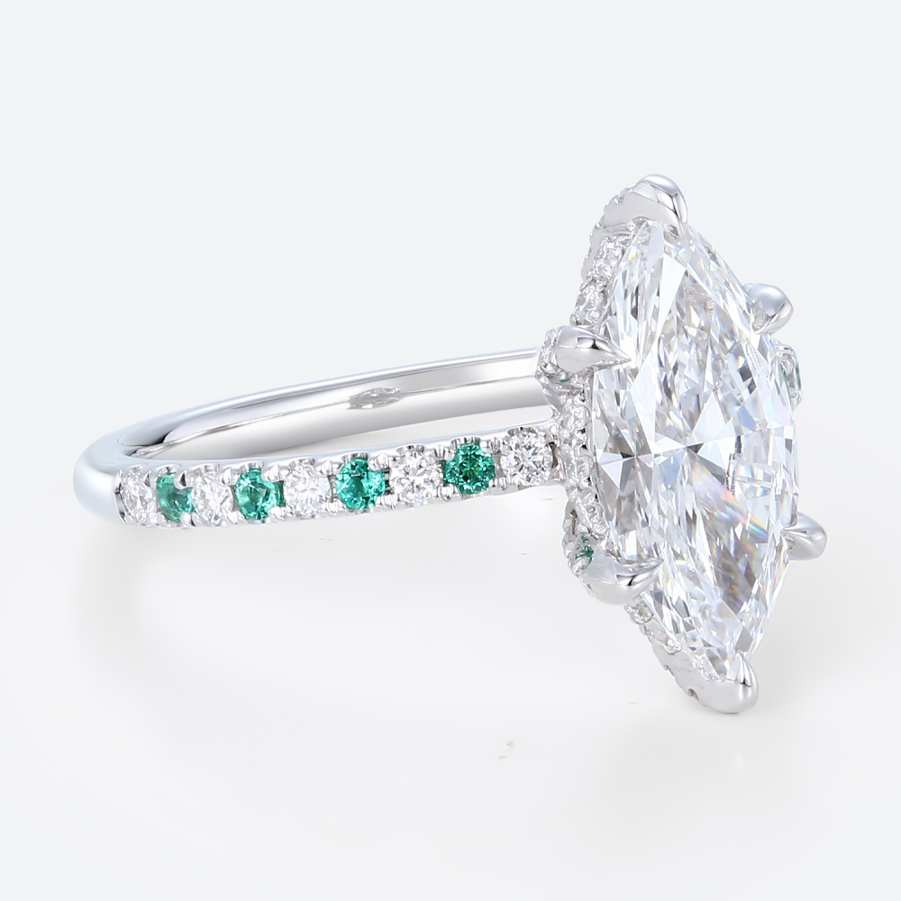 1.5ct Marquise Cut Lab Created Diamond Rings​ Elegant 6 Claw Prong Engagement Ring in White Goldant 6 Claw Ring