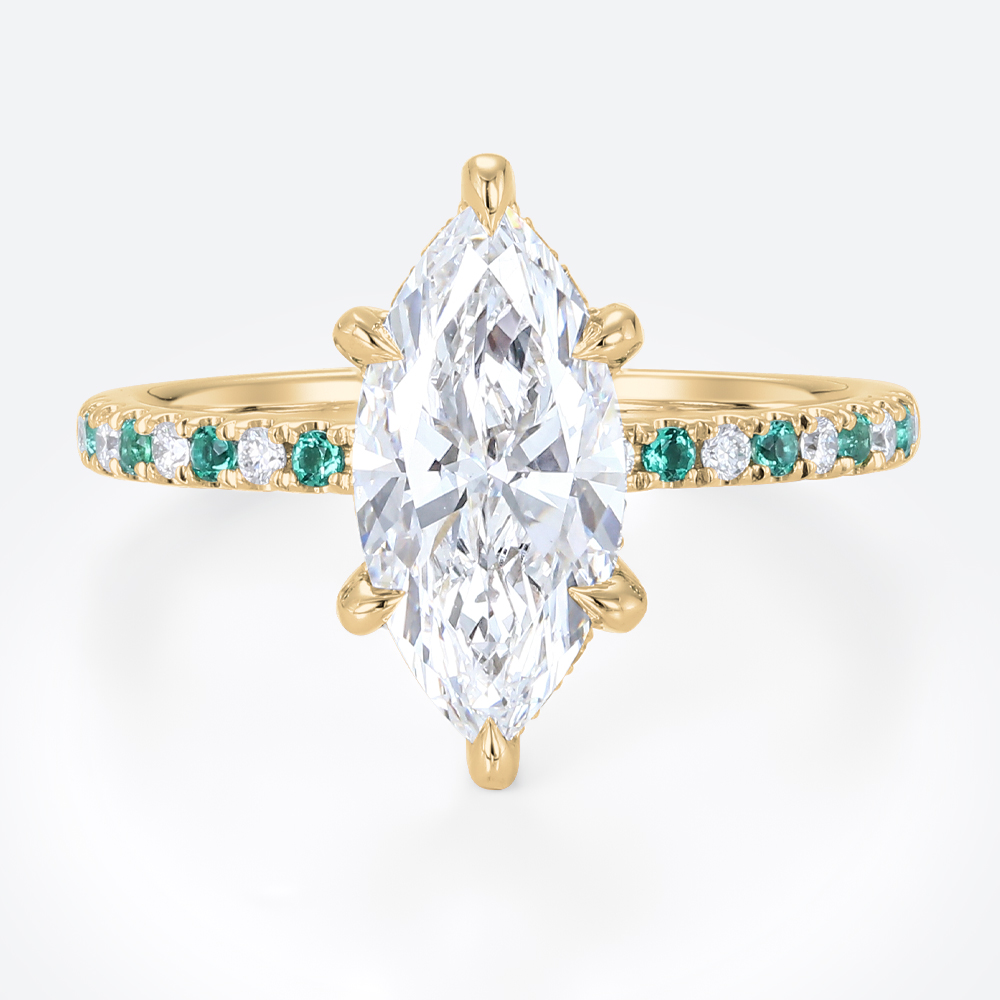 1.5ct Marquise Cut Lab Created Diamond Rings​ Elegant 6 Claw Prong Engagement Ring in Yellow Goldant 6 Claw Ring
