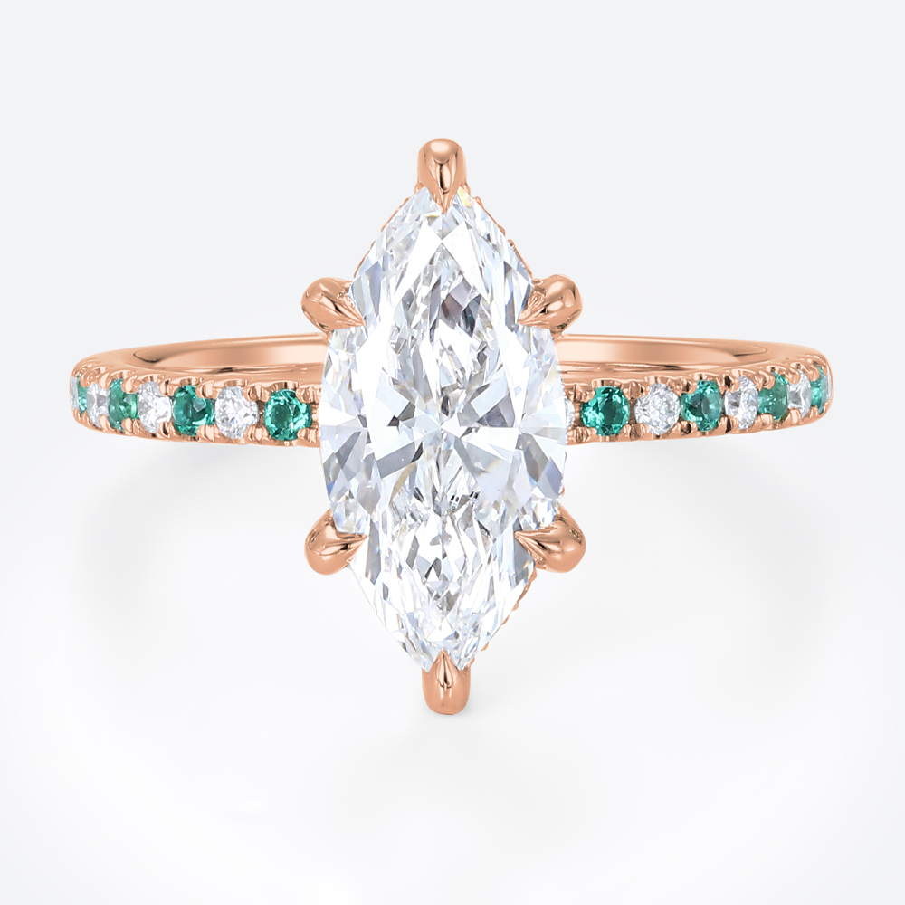1.5ct Marquise Cut Lab Created Diamond Rings​ Elegant 6 Claw Prong Engagement Ring in Rose Goldant 6 Claw Ring
