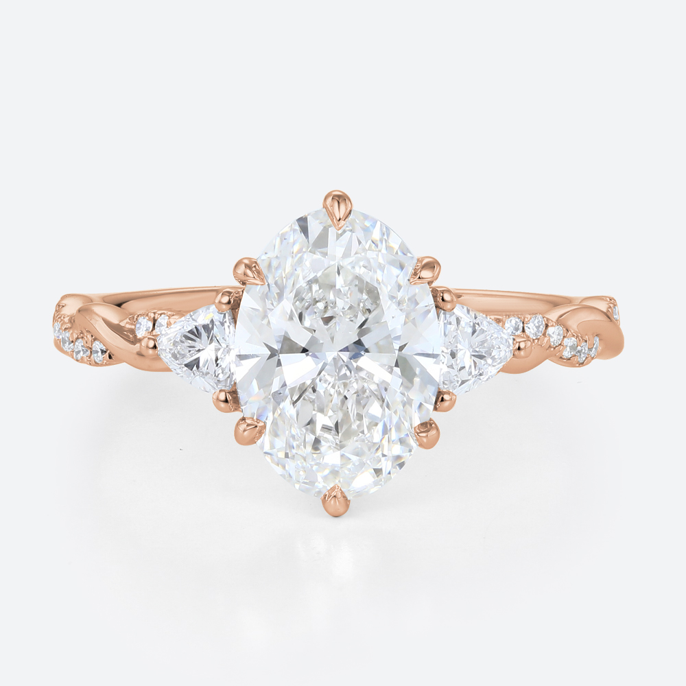 Lab Produced Diamonds Rings Oval Wedding Rings Gold Ring Rose