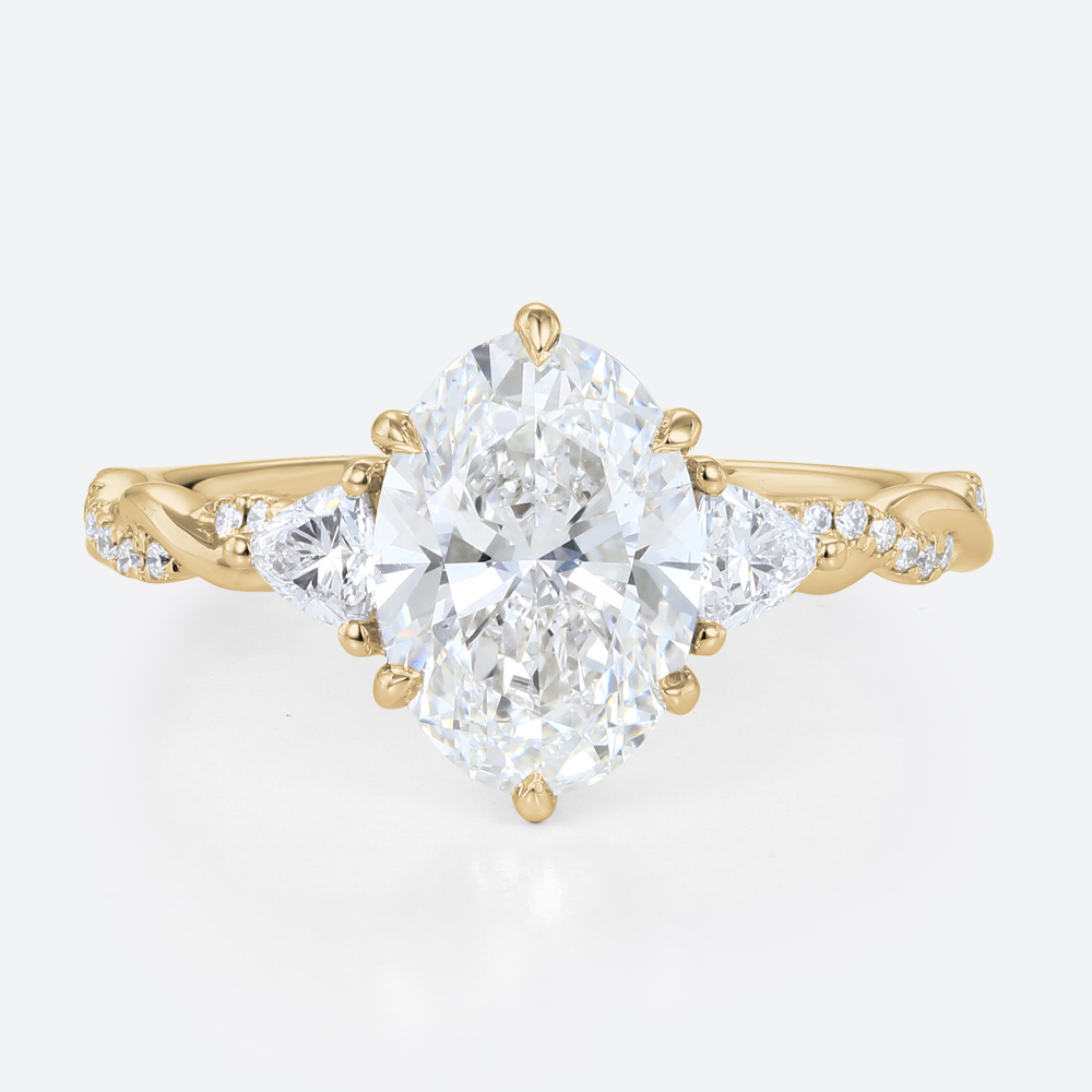 Lab Produced Diamonds Rings Oval Wedding Rings Gold Ring Yellow