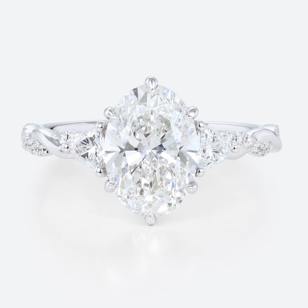 Lab Produced Diamonds Rings Oval Wedding Rings Gold Ring White