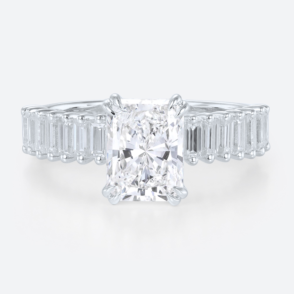 Radiant Cut Rose Gold Engagement Ring Unique 1.5ct Lab Diamond Rings in White Gold