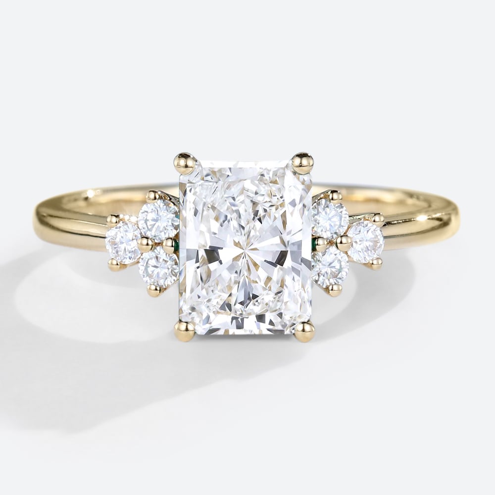 Radiant Cut Wedding Ring Modern 4-Prong 1.5ct Lab Diamond Cluster Ring in Yellow Gold