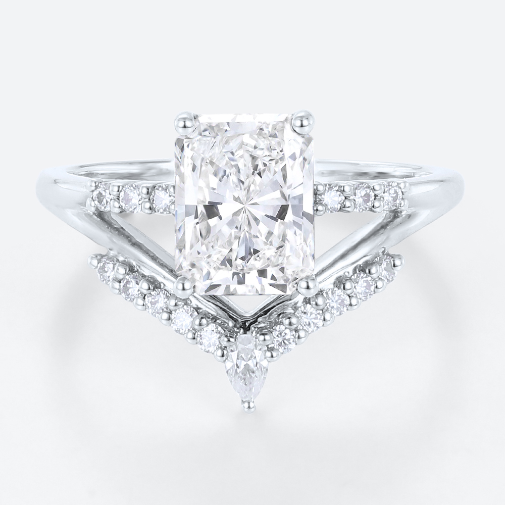 1.5ct Radiant Cut Lab Diamond Ring 4-Prong Unique Engagement Ring in white Gold