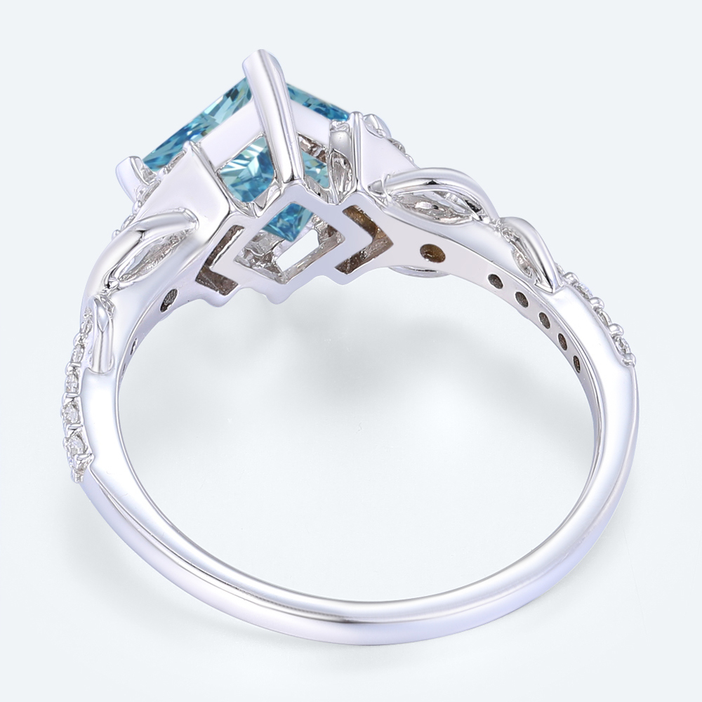 Princess Cut Blue Diamond Rings 1.5ct Fancy Blue Promise Ring in White Gold