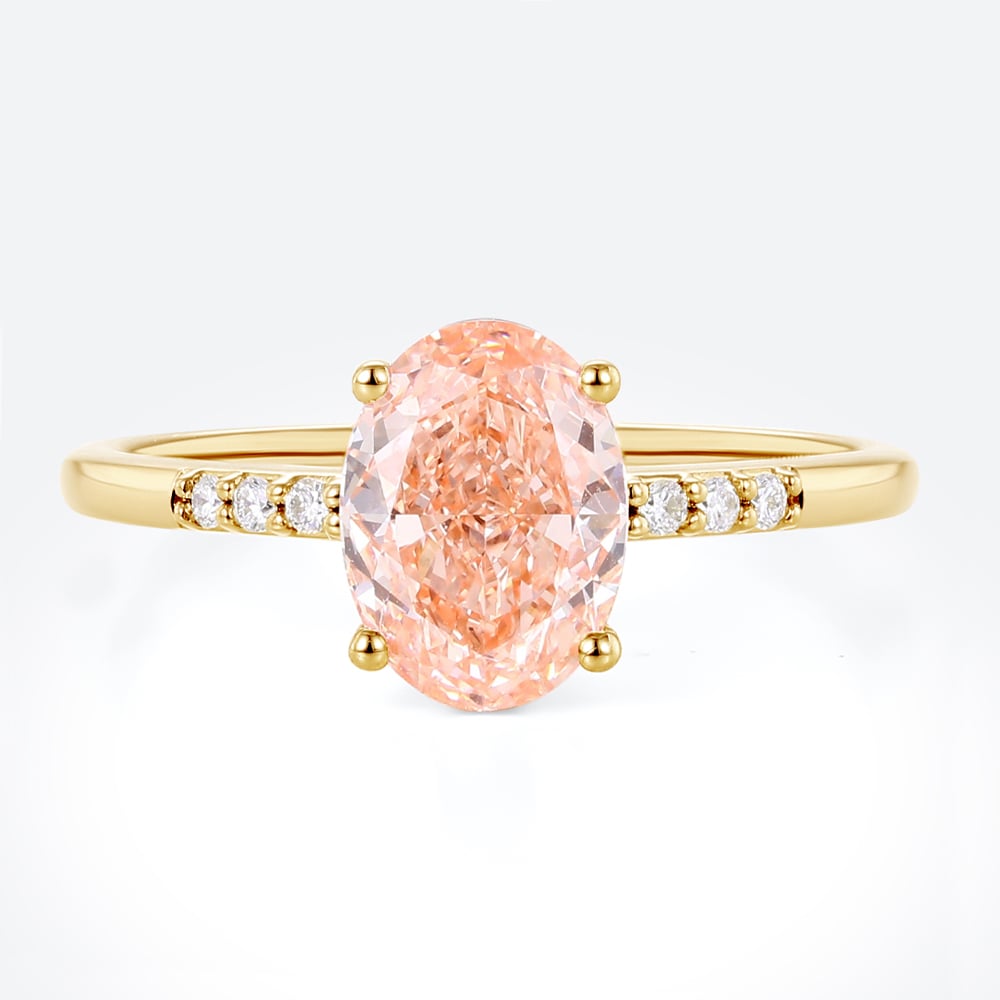 Pink Diamond Ring 1.5ct Oval Pink Lab Diamond Engagement Rings