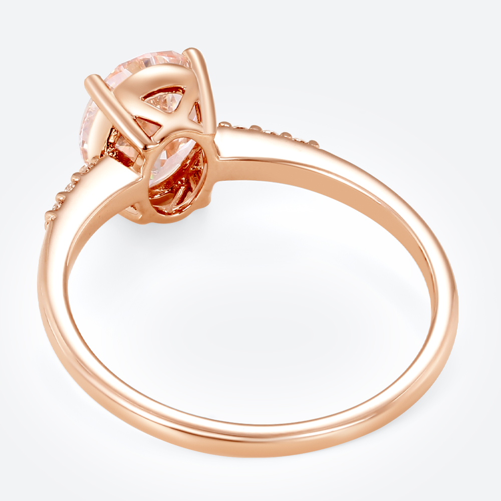 Pink Diamond Ring 1.5ct Oval Pink Lab Diamond Engagement Rings