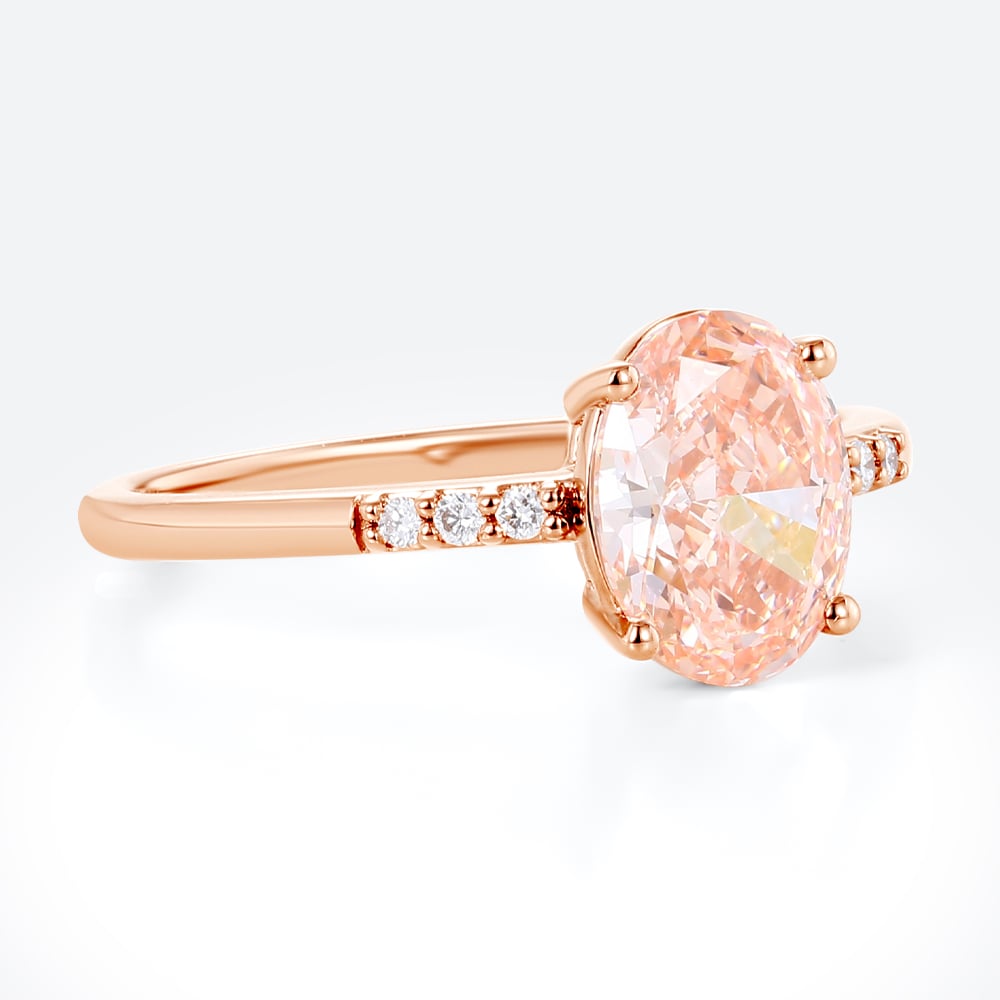 Pink Diamond Ring 1.5ct Oval Pink Lab Diamond Engagement Rings