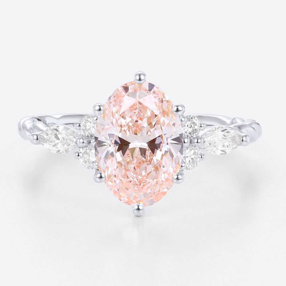 1.5ct Pink Diamond Engagement Ring​ Oval Lab Diamond Twisted Ring