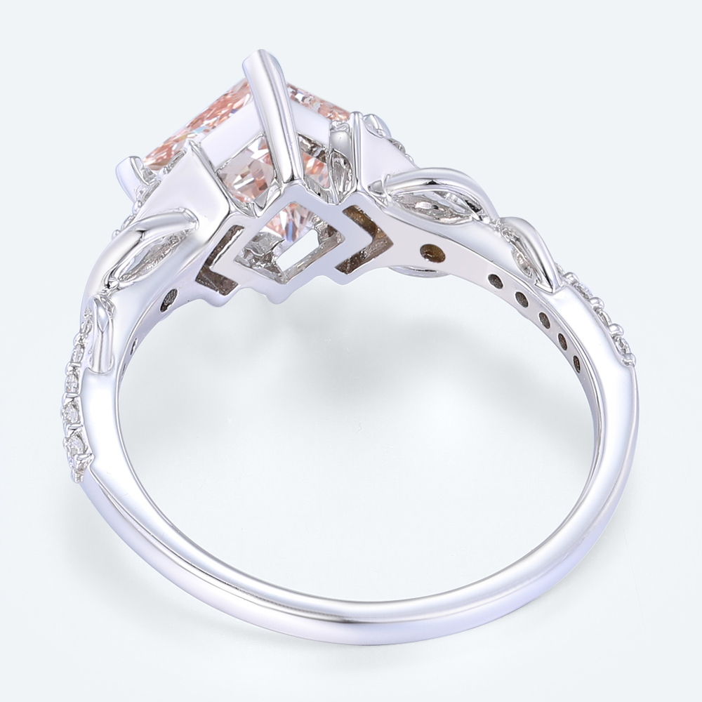 White Gold 2ct Lab Pink Diamond Engagement Ring Princess Cut Infinity Ring