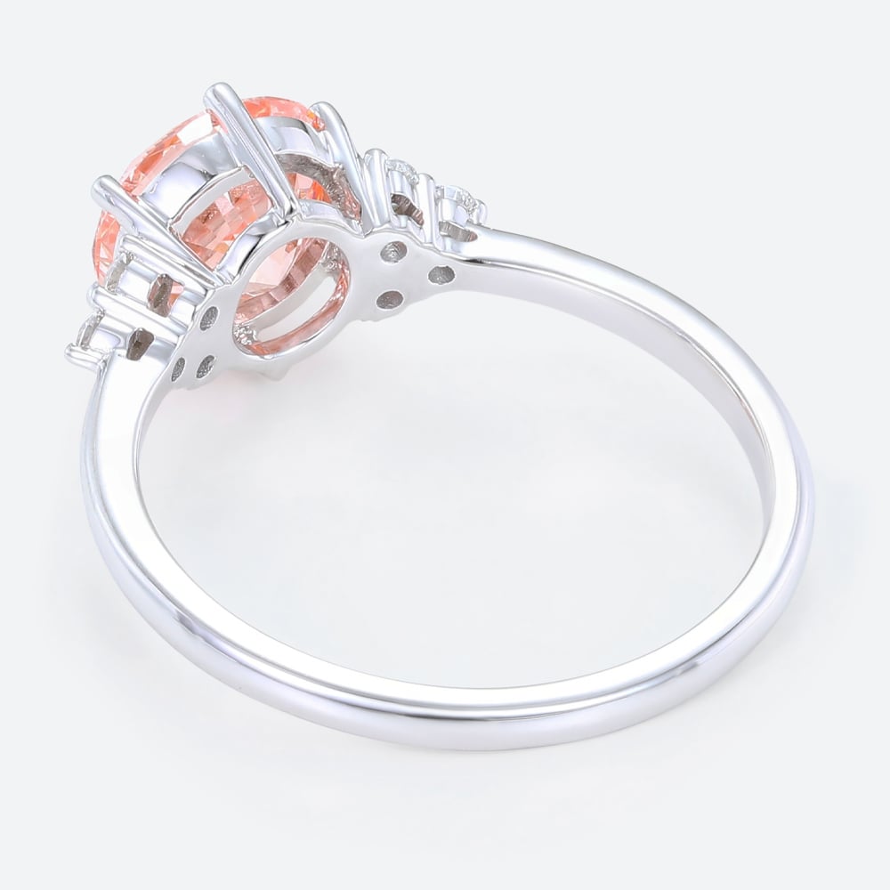 Pink Lab Diamond 1.5 Ct Round Cut Cluster Diamond Engagement Ring