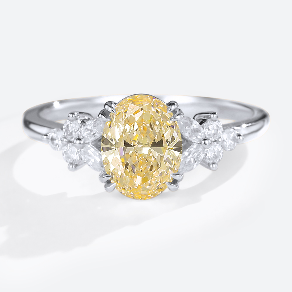 White Diamond Engagement Ring 1.5ct Oval Cut Lab Diamond Rings in Rose Gold