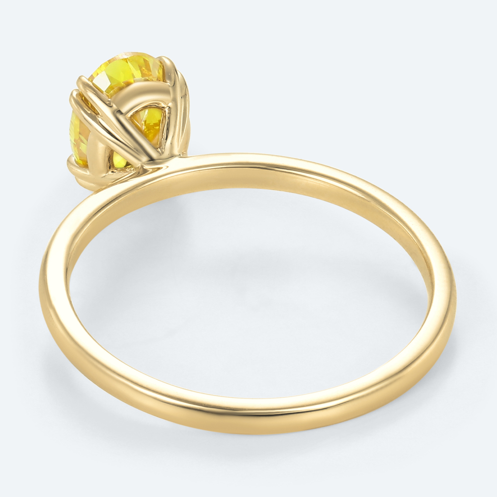 1.5ct Fancy Yellow Diamond Ring Oval Cut Solitaire Lab Diamond Double Claw Ring
