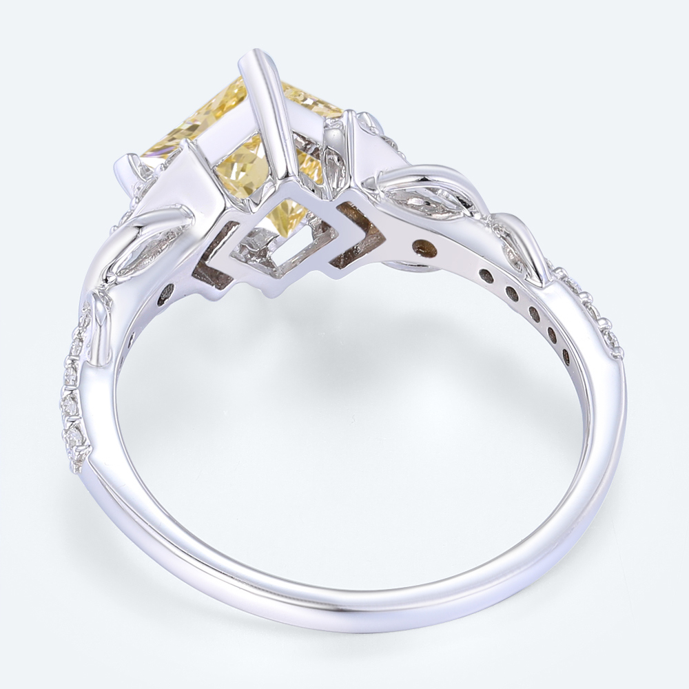 1.5ct Fancy Yellow VS+ Princess Cut Lab Grown Yellow Diamond Infinity Pave 4-Prong Engagement Ring (5)
