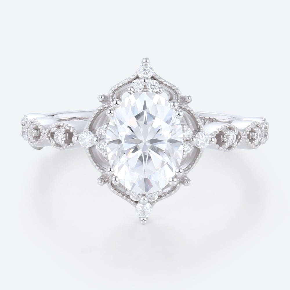 Lab Created Diamonds Rings Vintage Promise Rings Oval Cut Ring