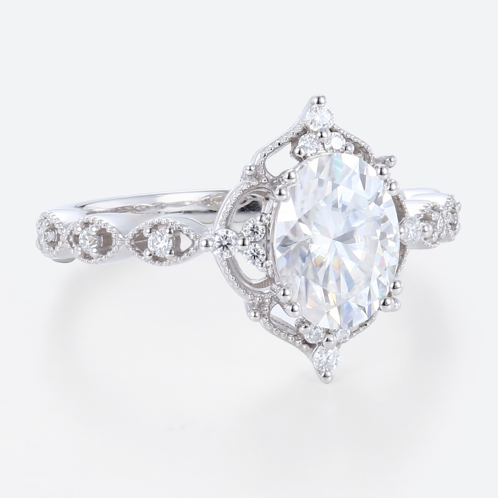 Lab Created Diamonds Rings Vintage Promise Rings Oval Cut Ring