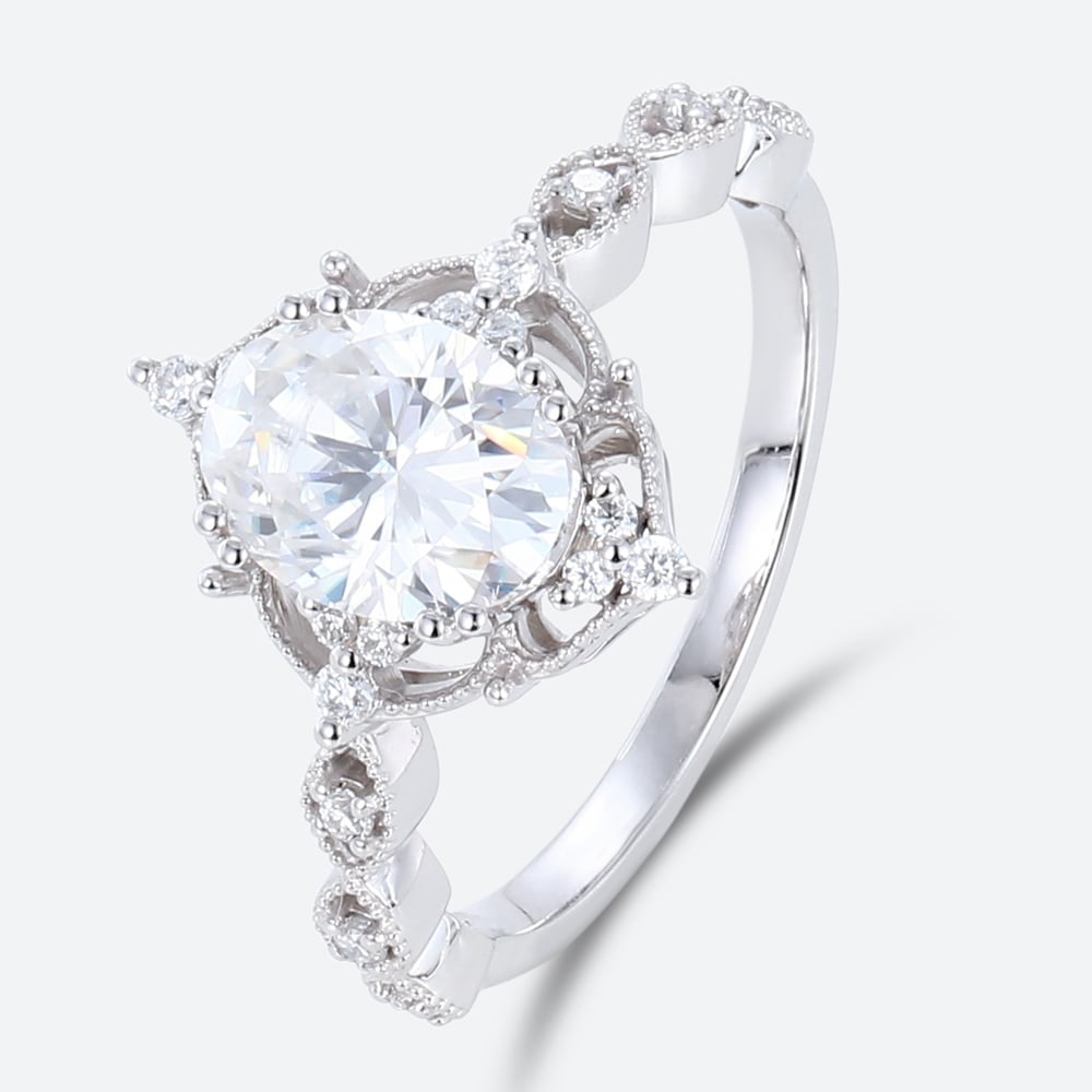 Lab Created Diamonds Rings Vintage Promise Rings Oval Cut Ring