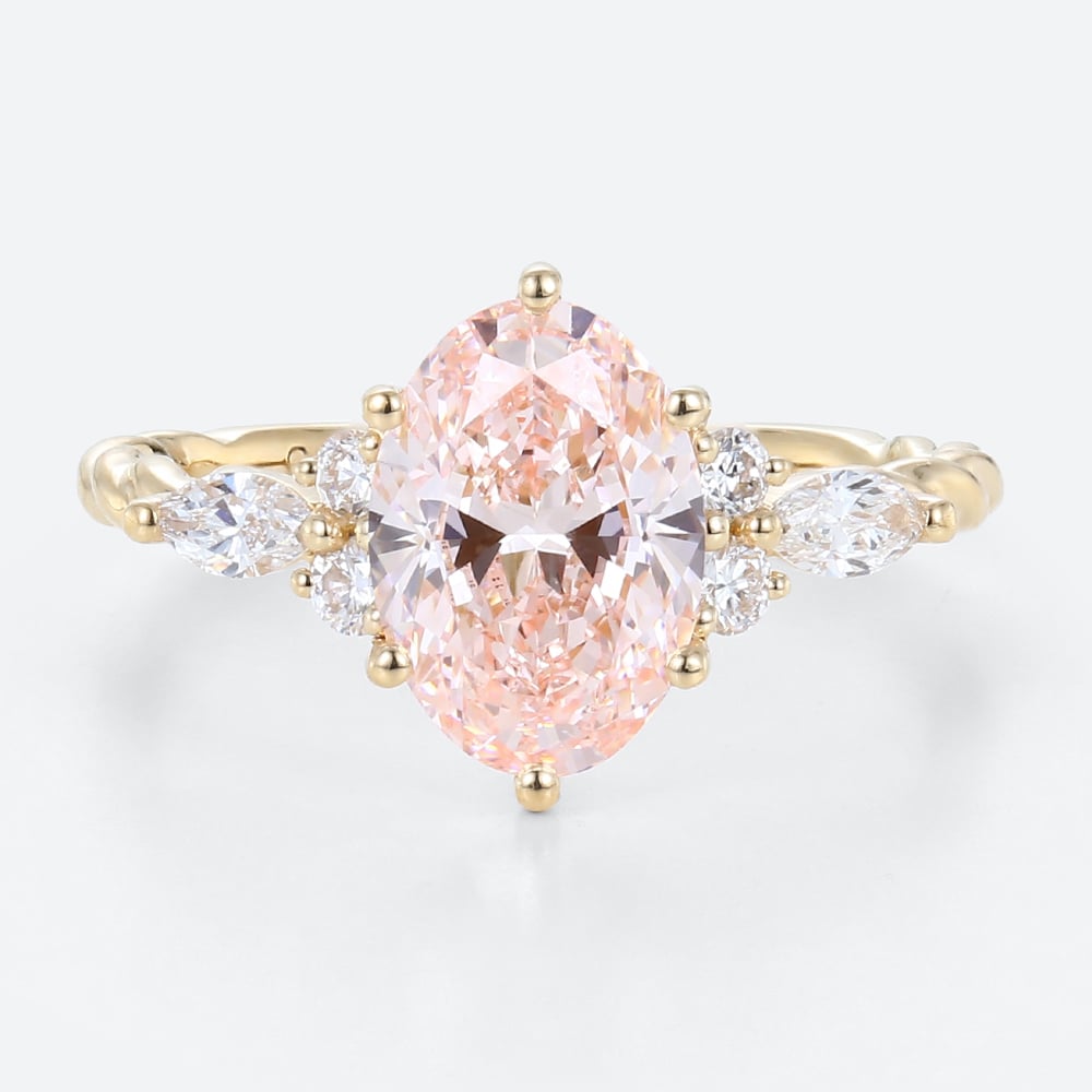 1.5ct Pink Diamond Engagement Ring​ Oval Lab Diamond Twisted Ring