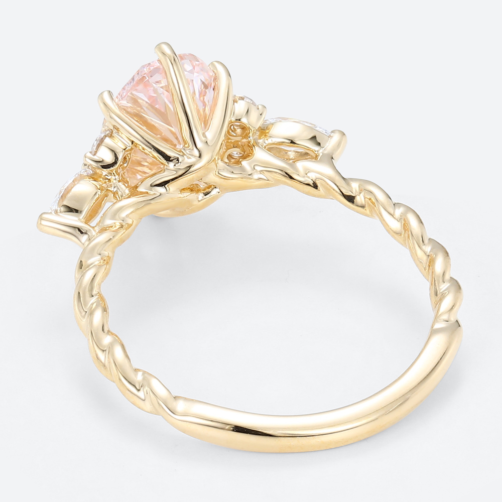 1.5ct Pink Diamond Engagement Ring​ Oval Lab Diamond Twisted Ring