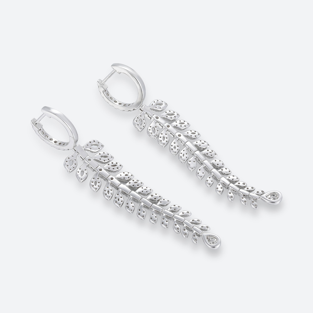 Helix Earrings White Gold Lab Diamond Earrings Drop Earrings