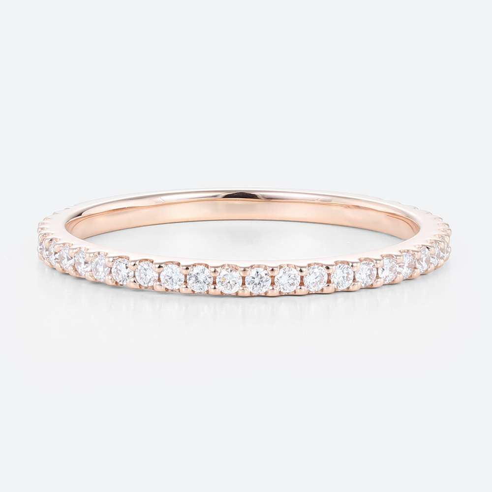 3/4 Eternity Lab Created Diamond Rings 0.28ctw Round Stacking Wedding Rings in Rose Gold