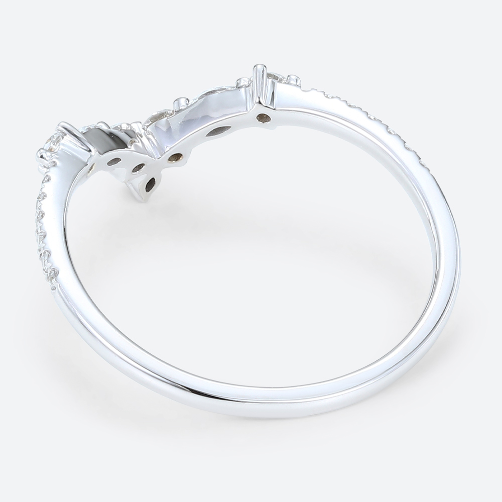 0.32ct Marquise Curved Lab Diamond Ring Half Eternity Curved Wedding Band in White Gold