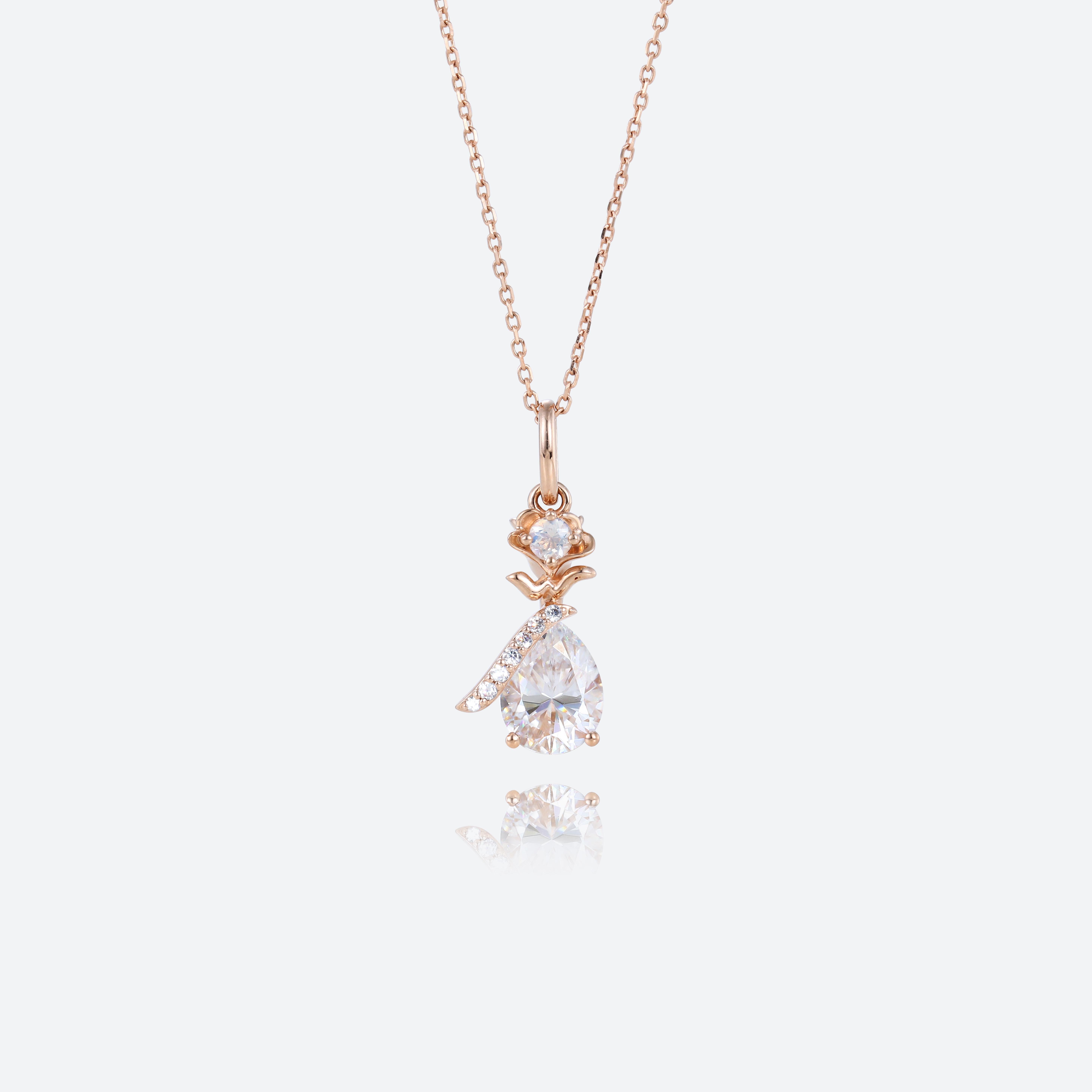 Solid Gold Pear Lab Diamond Necklace Irregular Pendant Necklace