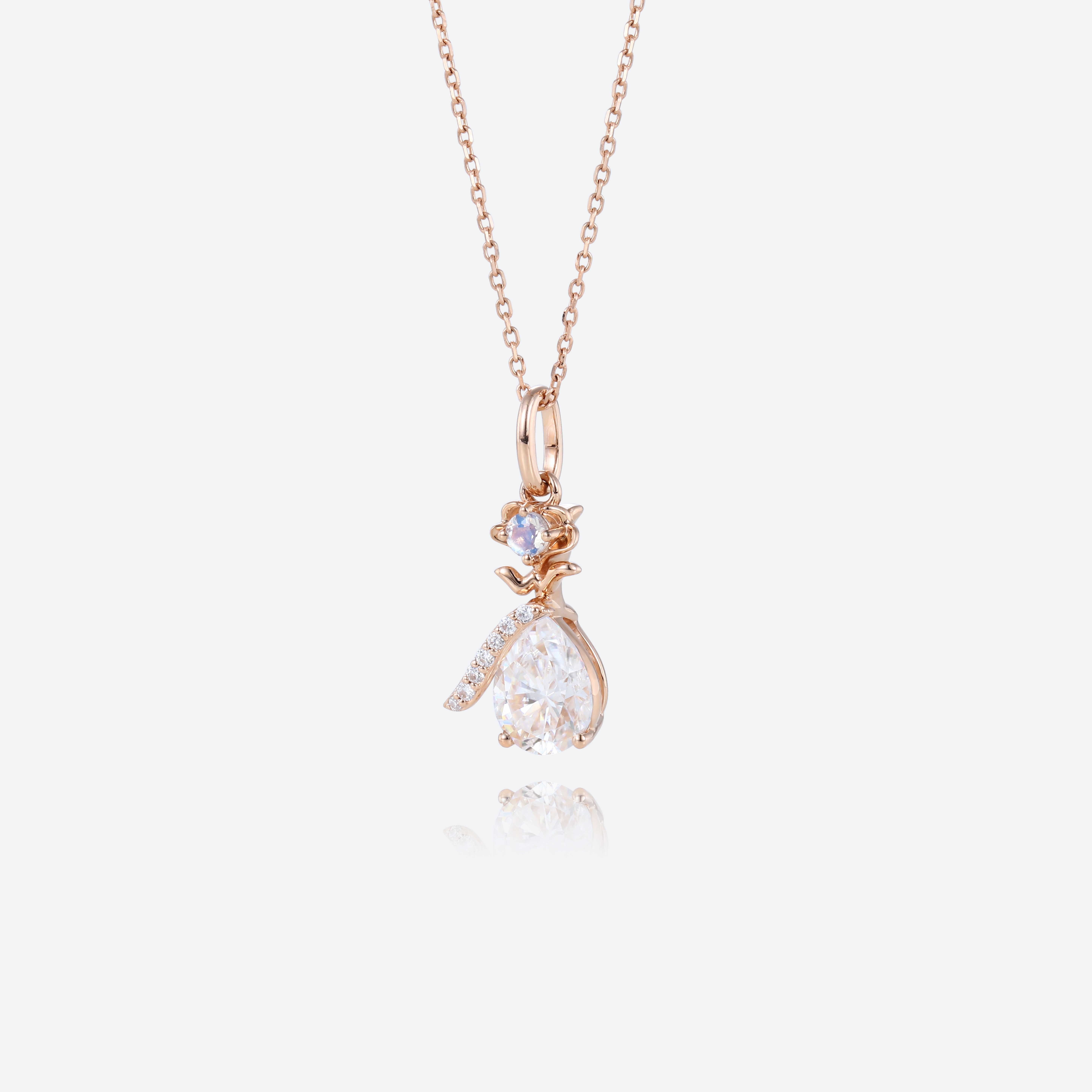 Solid Gold Pear Lab Diamond Necklace Irregular Pendant Necklace