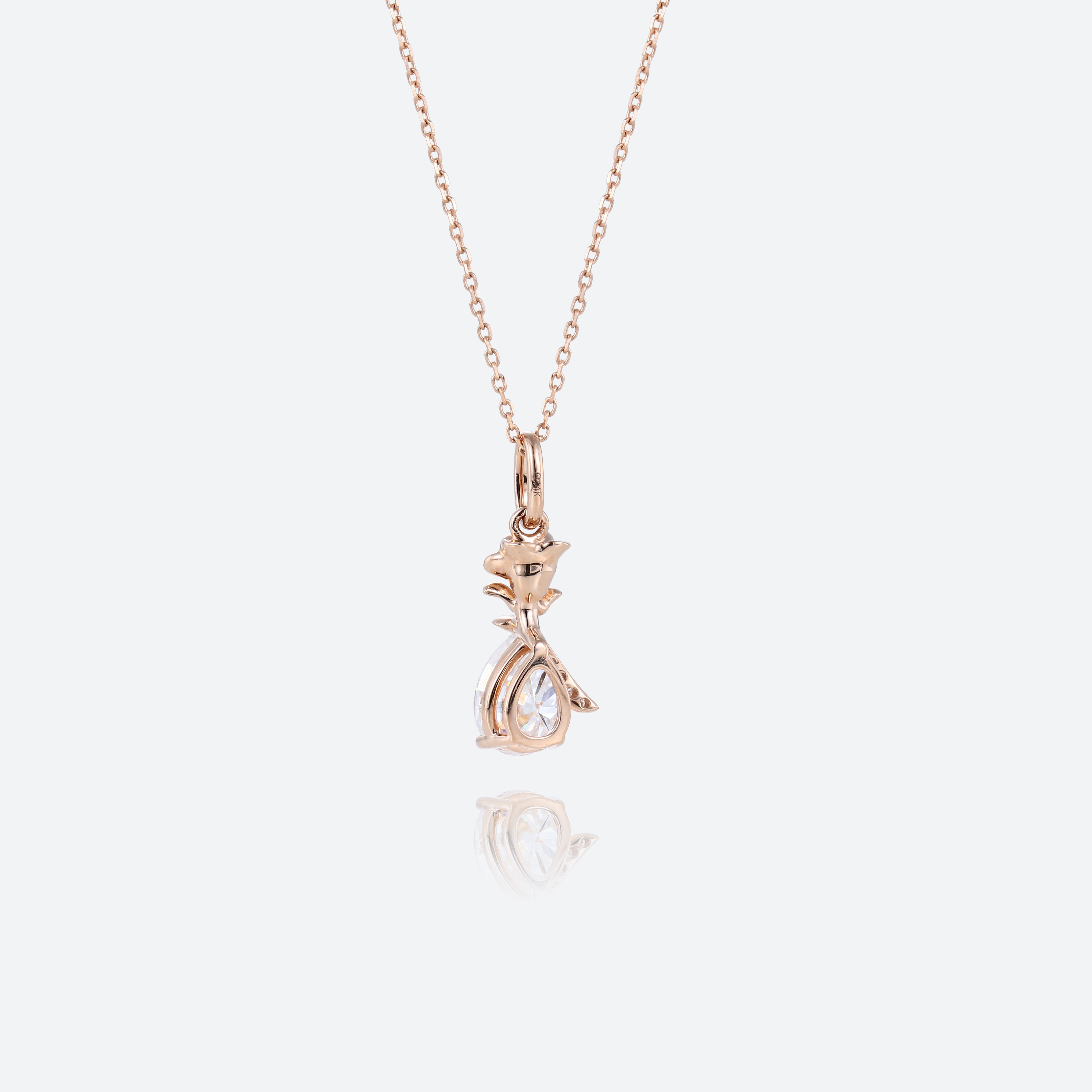 Solid Gold Pear Lab Diamond Necklace Irregular Pendant Necklace