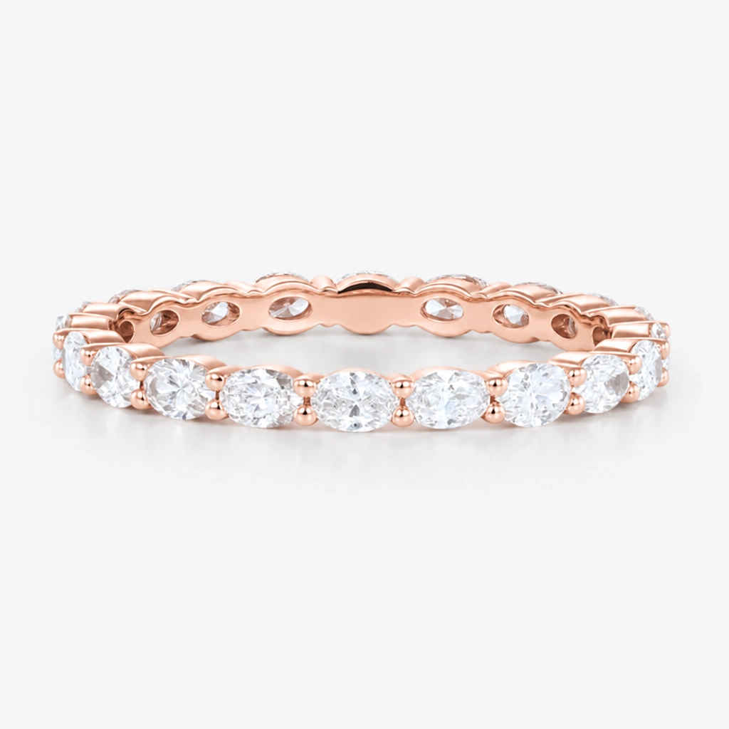 1.22ctw Oval Cut Lab Grown Diamond Full Eternity Wedding Band in White Gold