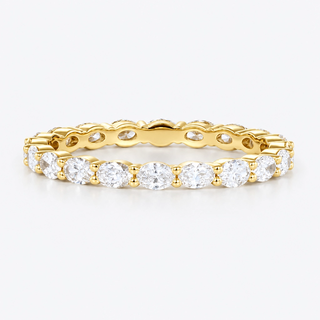 1.22ctw Oval Cut Lab Grown Diamond Full Eternity Wedding Band in White Gold