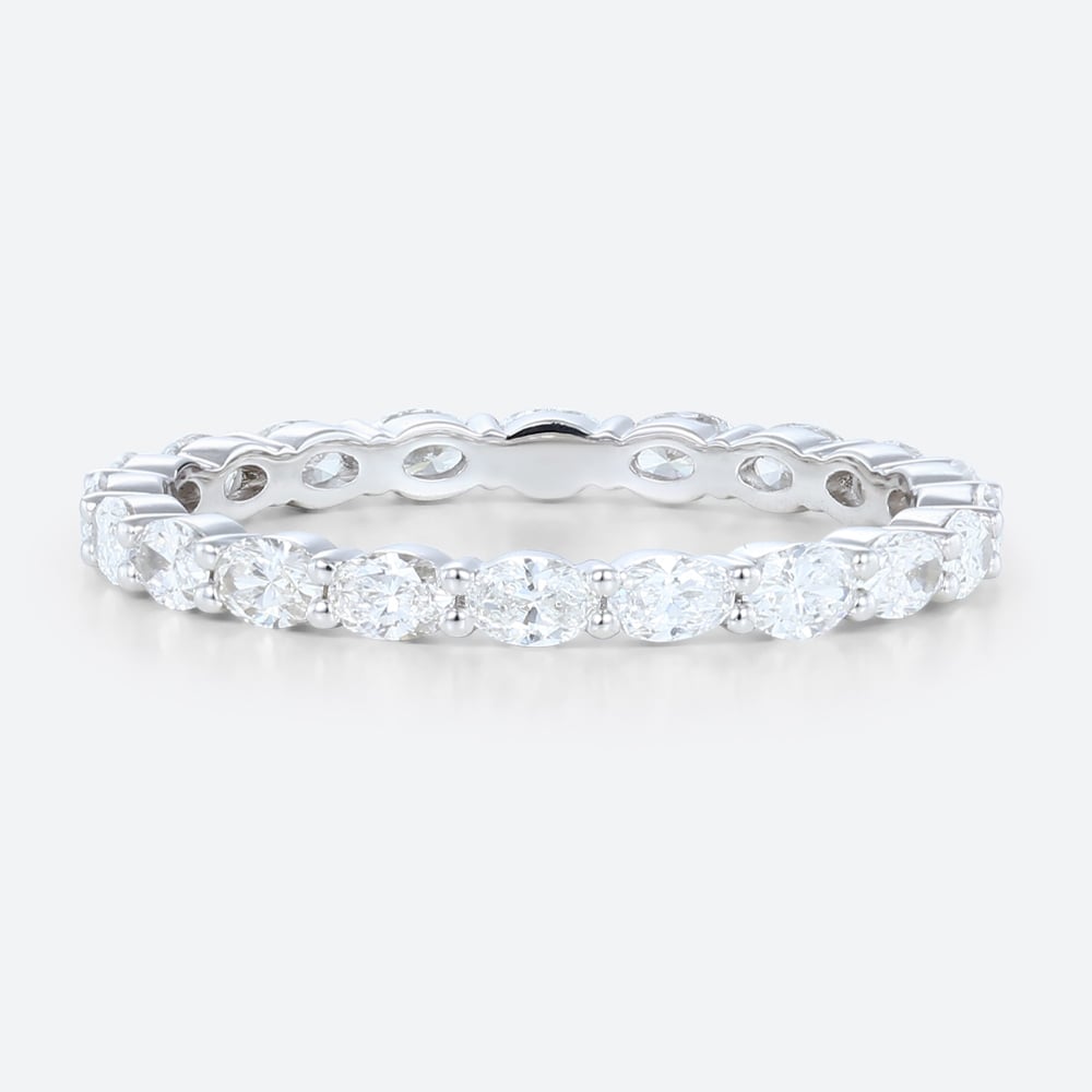 14K White Gold Oval Cut Lab Diamond Full Eternity Wedding Band (1)