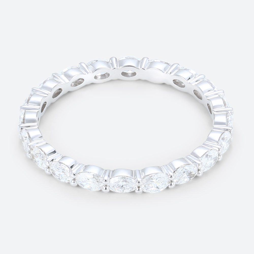 14K White Gold Oval Cut Lab Diamond Full Eternity Wedding Band (3)