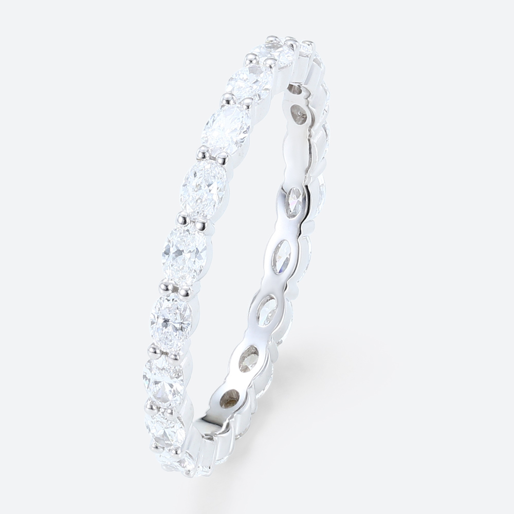 14K White Gold Oval Cut Lab Diamond Full Eternity Wedding Band (4)