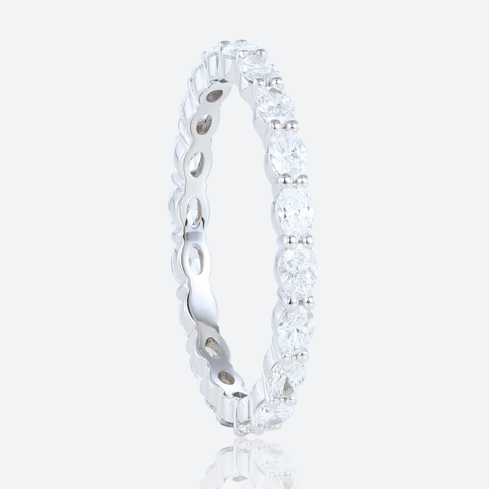 14K White Gold Oval Cut Lab Diamond Full Eternity Wedding Band (5)