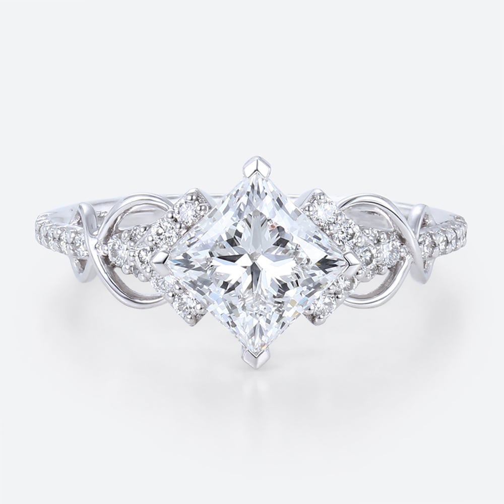 Infinity Princess Cut Lab Diamond Engagement Ring with Filigree Band