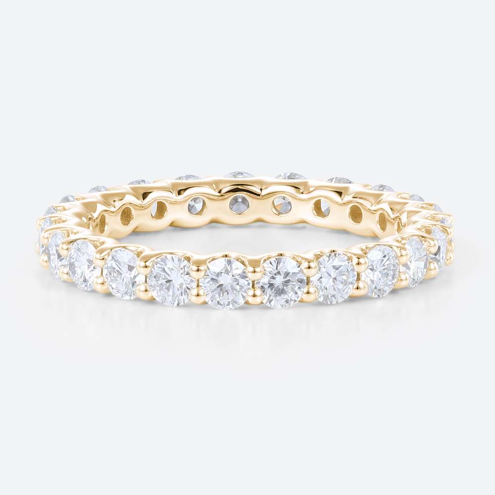 14K Yellow Gold Unique Round Cut Lab Diamond Full Eternity Wedding Band