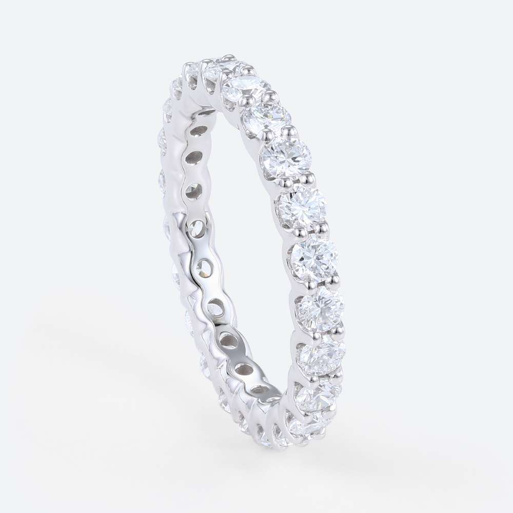 14K White Gold Unique Round Cut Lab Diamond Full Eternity Wedding Band