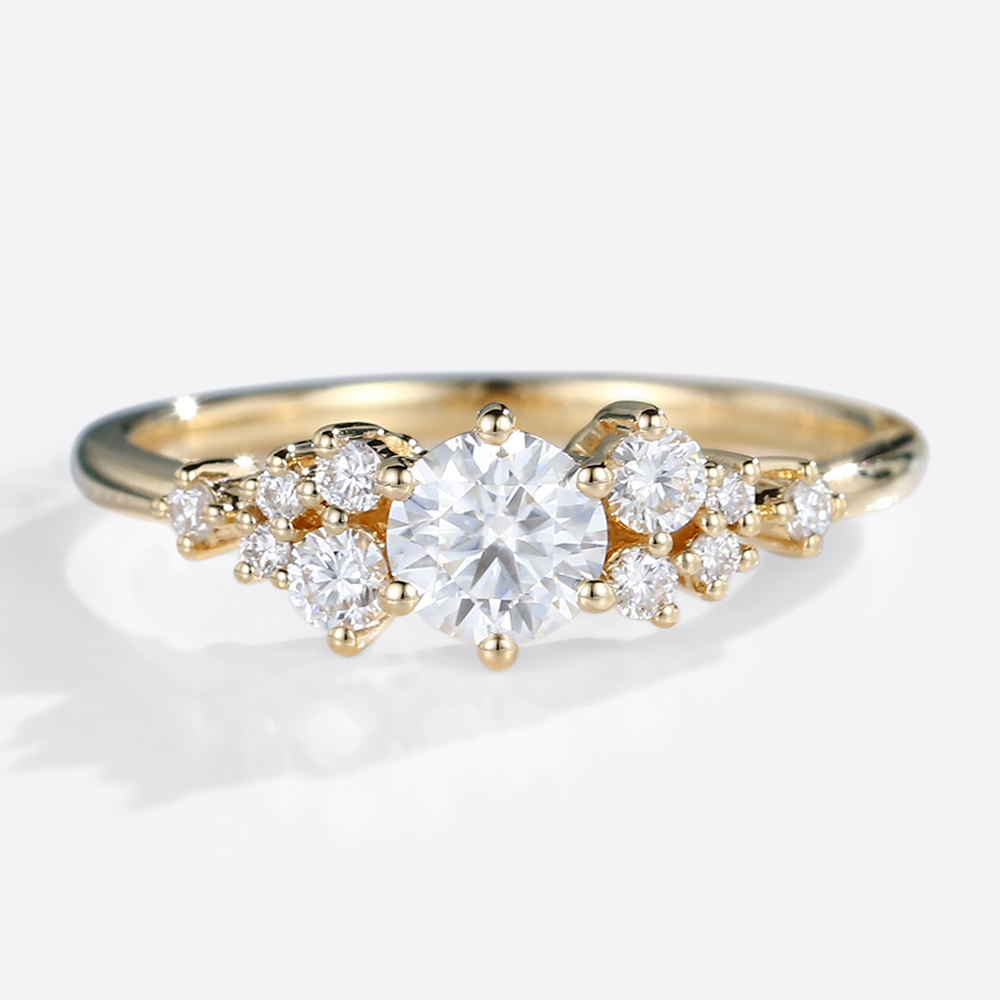 0.5ct Lab Grown Diamond Rings Set Round Cut 6-Prong Promise Ring Set in Yellow Gold