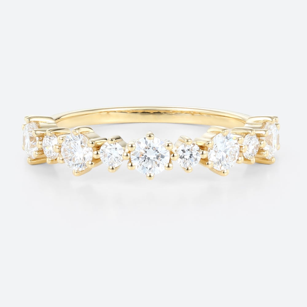 Half Eternity Lab Diamond Rings​ 0.65ctw Round Cut Wedding Band in Yellow Gold
