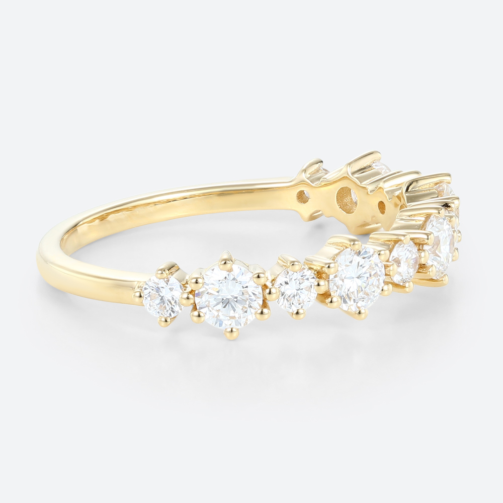 Half Eternity Lab Diamond Rings​ 0.65ctw Round Cut Wedding Band in Yellow Gold