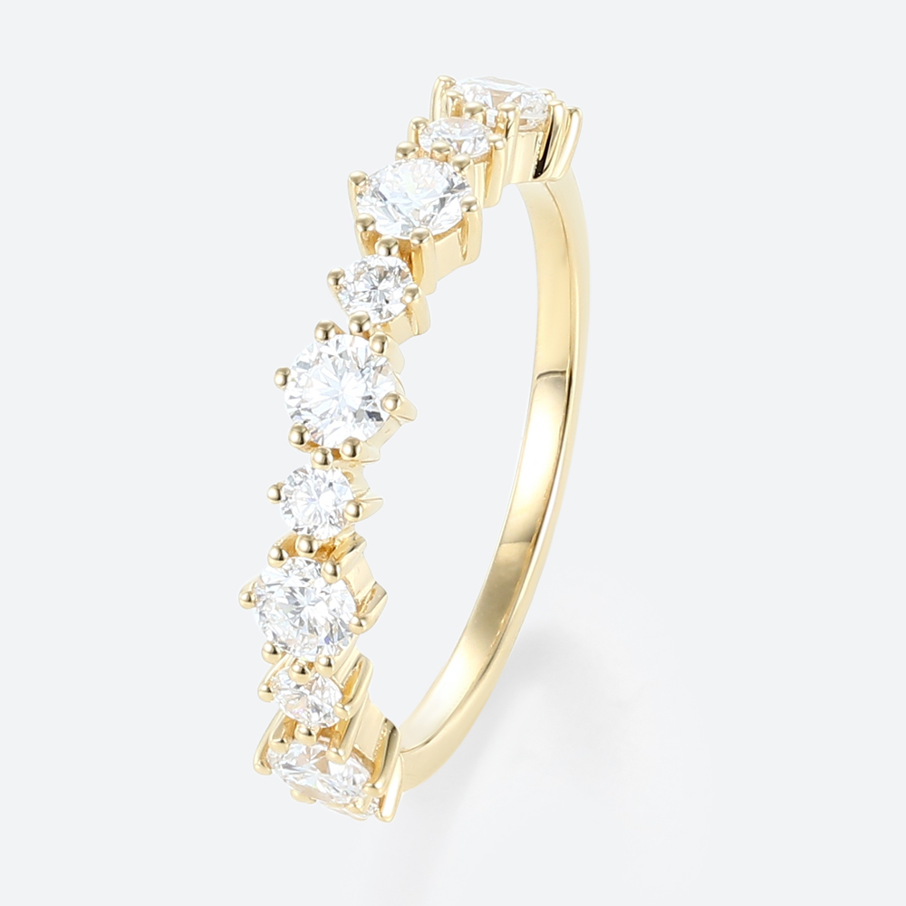 Half Eternity Lab Diamond Rings​ 0.65ctw Round Cut Wedding Band in Yellow Gold