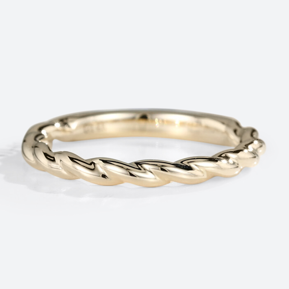 14 Karat Yellow Gold Simple Wedding Rings Eternity Twisted Rings