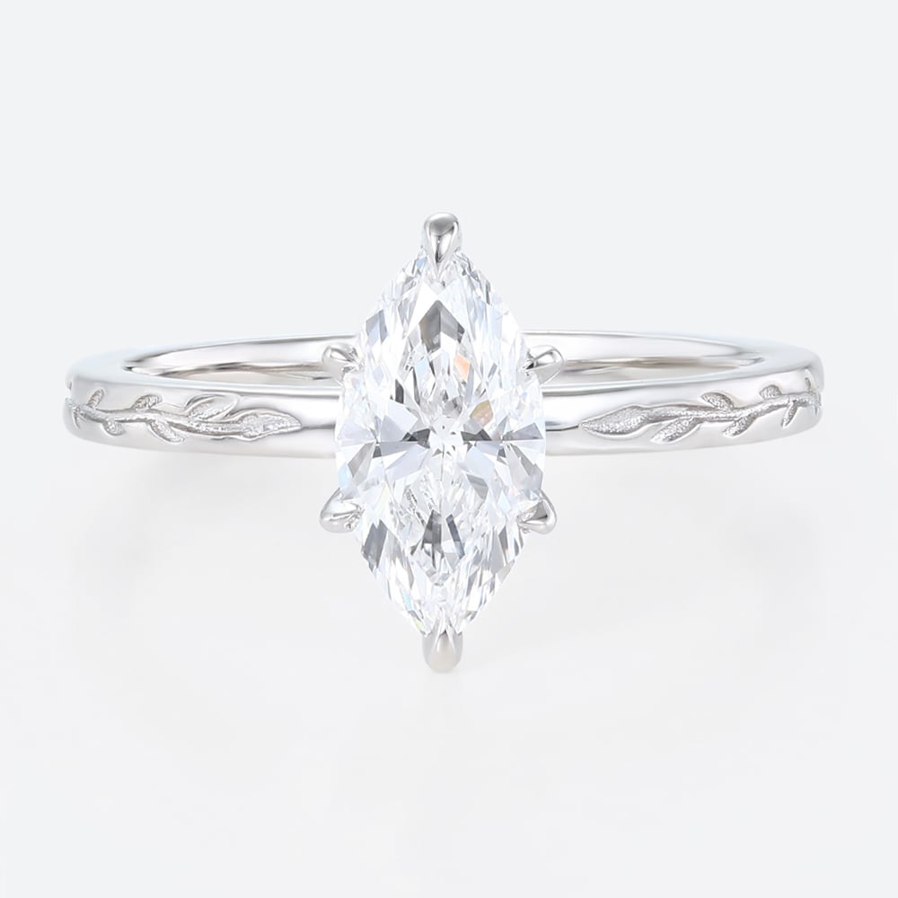 1ct Solitaire Lab Diamond Rings​ Marquise Cut 6 Claw Prong Engagement Ring in White Gold