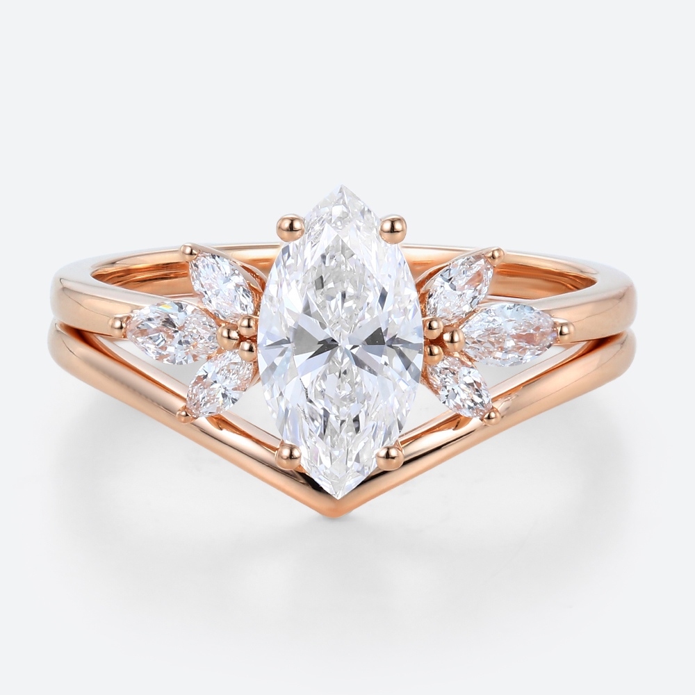 Vintage Marquise Engagement Ring Matching Wedding Ring Sets