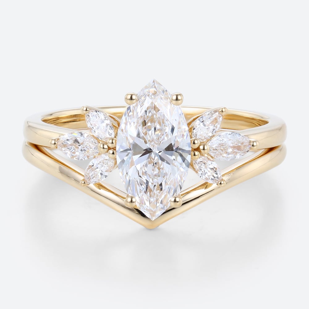 Vintage Marquise Engagement Ring Matching Wedding Ring Sets